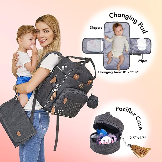 Organized diaper bag recommended in the Holiday Baby Gift Guide 2025