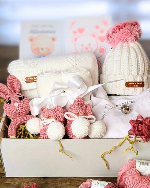 personalised newborn hamper handmade baby gifts from Love and Stitch Kits