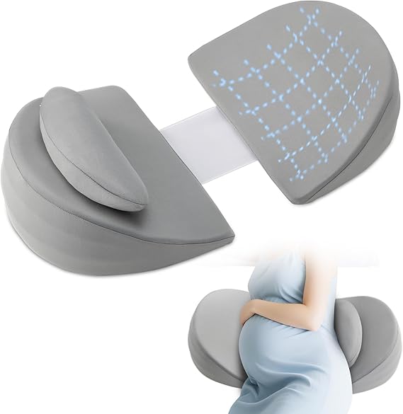 Supportive memory foam pillow for added comfort when you travel while pregnant, with ergonomic curve design.